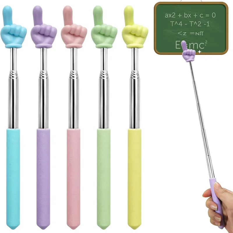 Retractable Teacher Pointer Stick, Telescopic Finger Pointer Durable Extendable Hand Pointer for Classroom, Whiteboard & Presentations (YL-147)